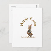 Happy Easter brown bunny with eggs love add name Postkarte (Vorne/Hinten)