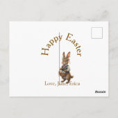 Happy Easter brown bunny with eggs love add name Postkarte (Rückseite)