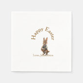 Happy Easter brown bunny with eggs love add name  Serviette (Vorderseite)