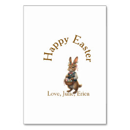 Happy Easter brown bunny with eggs love add name  Tischnummer