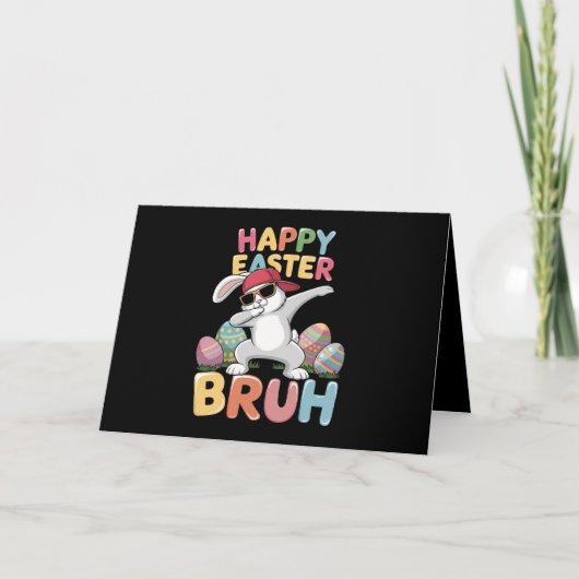 Happy Easter Bruh Bro Funny Dabbing Bunny Rabbit Dankeskarte (Vorderseite)