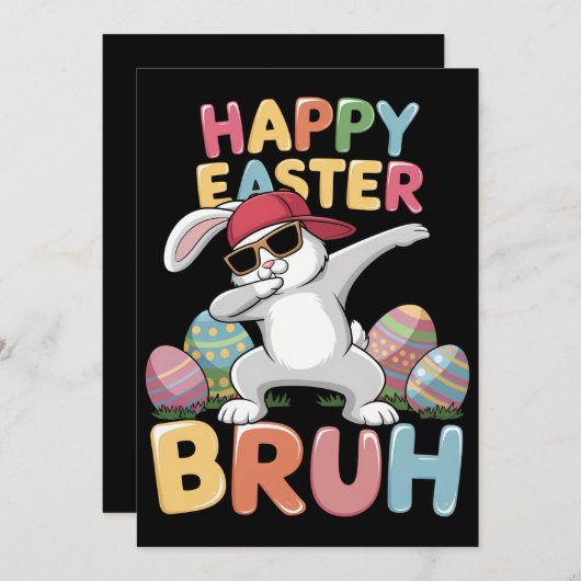 Happy Easter Bruh Bro Funny Dabbing Bunny Rabbit Einladung (Vorne/Hinten)