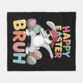 Happy Easter Bruh Bro Funny Dabbing Bunny Rabbit Fleecedecke (Vorderseite (Horizontal))