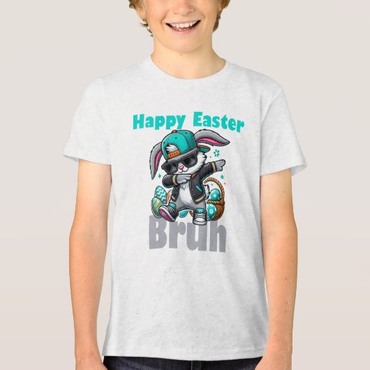 Happy Easter Bruh, Easter Bunny Dabbing Tri-Blend Shirt (Vorderseite)