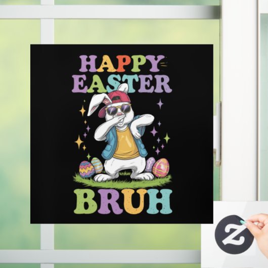 Happy Easter Bruh Funny Dabbing Bunny Rabbit Bro Fensteraufkleber (Zuhause)