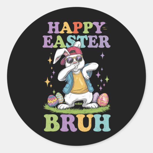 Happy Easter Bruh Funny Dabbing Bunny Rabbit Bro Runder Aufkleber (Vorderseite)