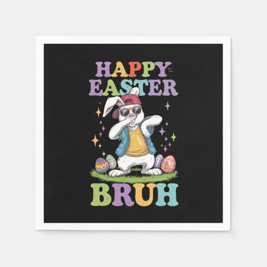 Happy Easter Bruh Funny Dabbing Bunny Rabbit Bro Serviette (Vorderseite)