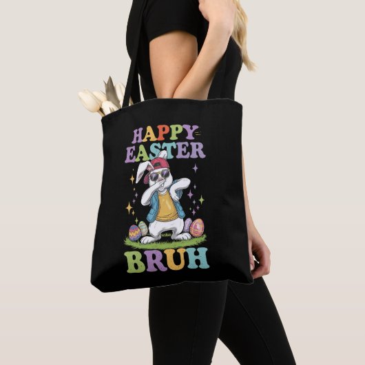 Happy Easter Bruh Funny Dabbing Bunny Rabbit Bro Tasche (Von Nahem)