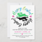 Happy Easter Brunch Egg Hunt Bunny Colorful Party Einladung (Vorderseite)