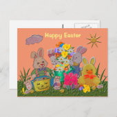 Happy Easter Buddies Feiertagspostkarte (Vorne/Hinten)