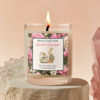 Happy Easter Bunnies Custom Candle Label Quadratischer Aufkleber