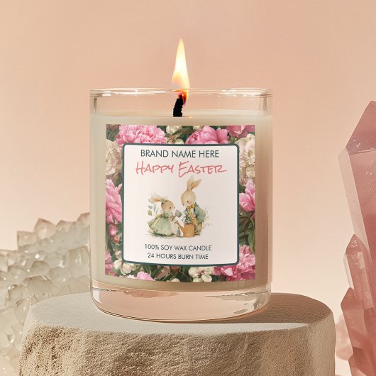 Happy Easter Bunnies Custom Candle Label Quadratischer Aufkleber