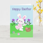 Happy Easter-Bunny And Basket Karte (Gelbe Blume)