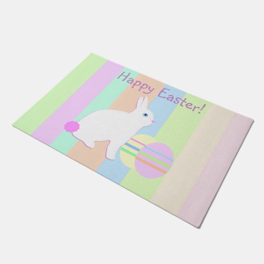 Happy Easter Bunny and Eggs Fußmatte (Schrägansicht)