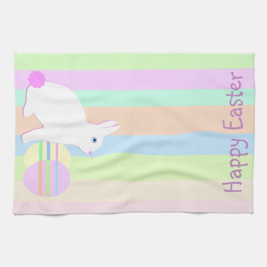 Happy Easter Bunny and Eggs Geschirrtuch (Horizontal)