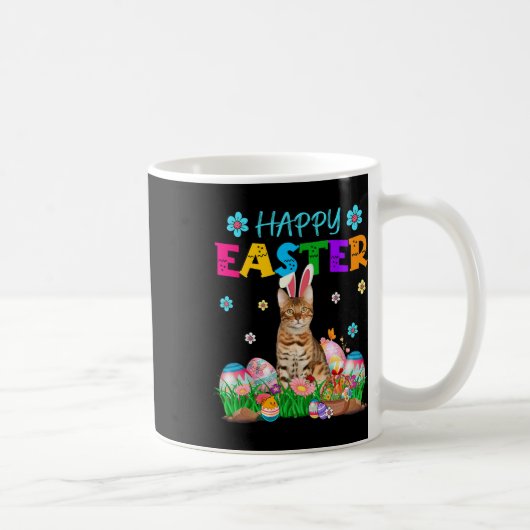 Happy Easter Bunny Bengalisch Cat Junting Eggs Col Kaffeetasse (Rechts)