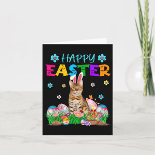 Happy Easter Bunny Bengalisch Cat Junting Eggs Col Karte