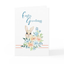 Happy Easter Bunny Bouquet Holiday Card