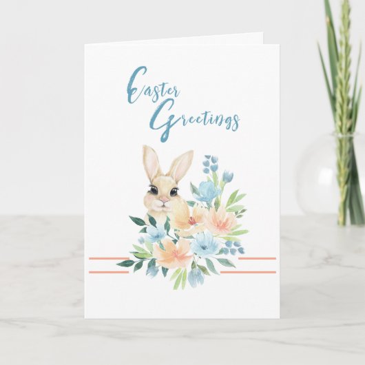 Happy Easter Bunny Bouquet Holiday Card Feiertagskarte (Vorderseite)