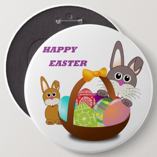"HAPPY EASTER" BUNNY BUTTON (Vorne & Hinten)