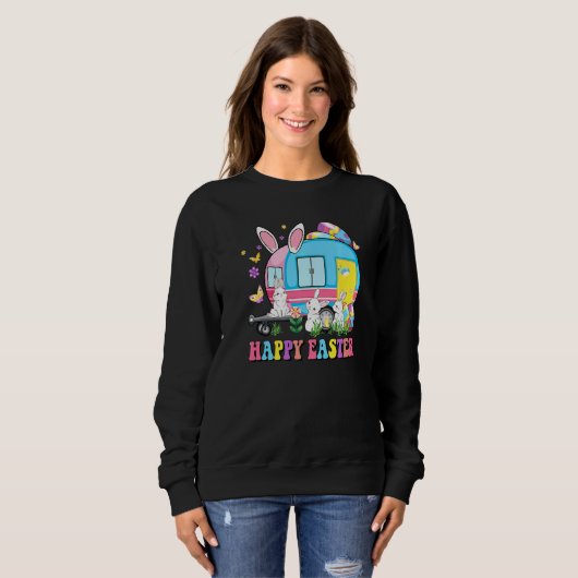 Happy Easter Bunny Camping Osterfest Bunny Camper Sweatshirt (Vorne ganz)