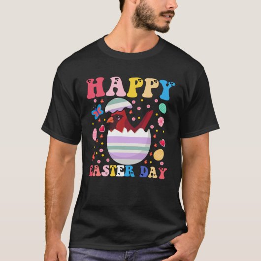 Happy Easter Bunny Cardinal Easter Day Groovy T-Shirt (Vorderseite)