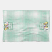 Happy Easter Bunny, Chick, Eggs Green Gingham  Geschirrtuch (Horizontal)