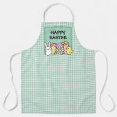 Happy Easter Bunny Chick Green Gingham Schürze (Vorderseite)