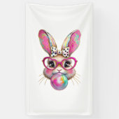Happy Easter Bunny Coquette Bow Brushstroke Easter Banner (Vertikal)