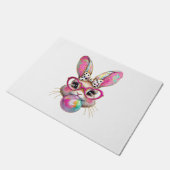 Happy Easter Bunny Coquette Bow Brushstroke Easter Fußmatte (Schrägansicht)