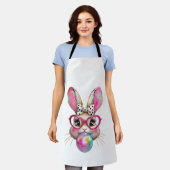 Happy Easter Bunny Coquette Bow Brushstroke Easter Schürze (Getragen)