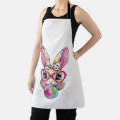 Happy Easter Bunny Coquette Bow Brushstroke Easter Schürze (InSitu)