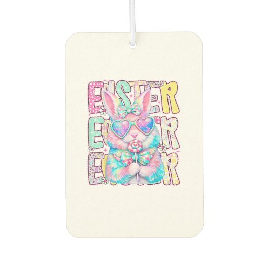 Happy Easter Bunny Coquette Bow Preppy Easter Day  Autolufterfrischer (Vorderseite)