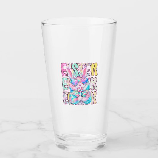 Happy Easter Bunny Coquette Bow Preppy Easter Day Glas (Vorderseite)