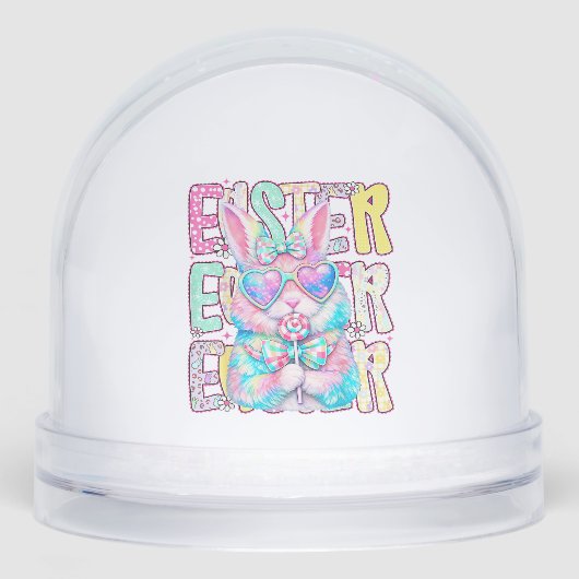 Happy Easter Bunny Coquette Bow Preppy Easter Day  Schneekugeln (Vorderseite)