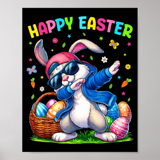 Happy Easter Bunny Dabbing Funny Easter Day Women Poster (Vorne)