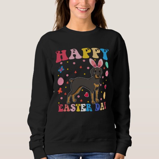 Happy Easter Bunny Doberman  Easter Day Groovy Sweatshirt (Vorderseite)