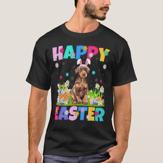 Happy Easter Bunny Doberman Pinscher Dog Oster Su T-Shirt (Vorderseite)