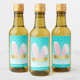 Happy Easter Bunny Ears Aquamarin Mini Weinkeller  Weinetikett