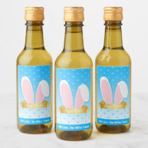 Happy Easter Bunny Ears Blaue Mini Weinkarte Set