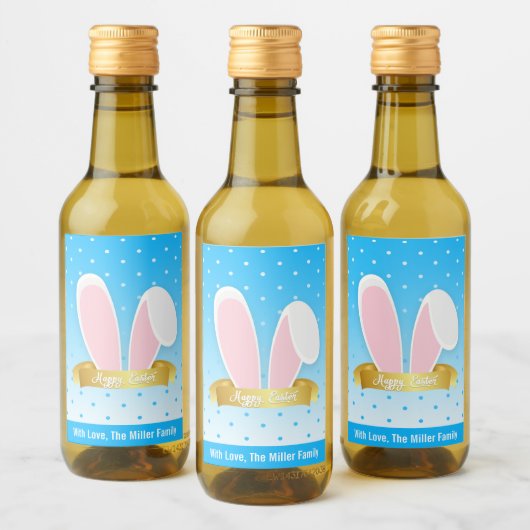 Happy Easter Bunny Ears Blaue Mini Weinkarte Set Weinetikett (Flaschen)