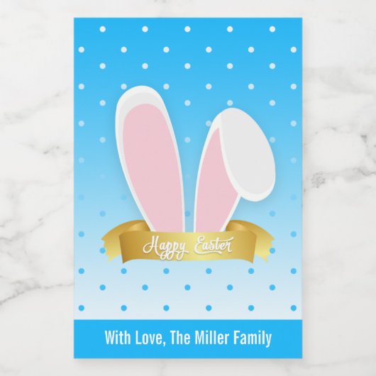 Happy Easter Bunny Ears Blaue Mini Weinkarte Set Weinetikett (Einzelnes Label)