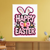 Happy Easter Bunny Ears Cute Carrot Bow Funny East Leinwanddruck (Insitu (Wohnzimmer))