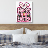 Happy Easter Bunny Ears Cute Carrot Bow Funny East Leinwanddruck (Insitu (Schlafzimmer))