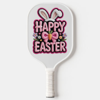 Happy Easter Bunny Ears Cute Carrot Bow Funny East Pickleball Schläger