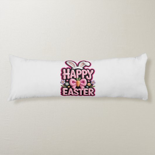 Happy Easter Bunny Ears Cute Carrot Bow Funny East Seitenschläferkissen (Vorderseite)