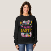 Happy Easter Bunny Ears Rabbit Paws Easter Eggs & Sweatshirt (Vorne ganz)