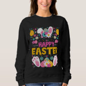 Happy Easter Bunny Ears Rabbit Paws Easter Eggs & Sweatshirt (Vorderseite)
