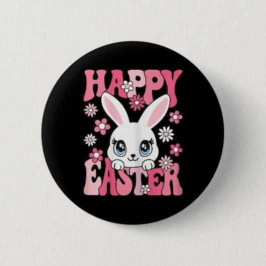 Happy Easter Bunny Easter Rabbit Frauen Mädchen Ki Button (Vorderseite)
