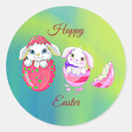 Happy Easter Bunny Egg Colorful Runder Aufkleber